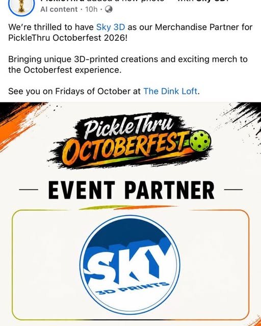 SKY 3D announced as a merchandise partner for PickleThru Octoberfest 2026
